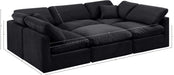 Meridian Furniture - Indulge 105" Black Velvet Upholstered 6pc. Sectional - 147Black-Sec6C - GreatFurnitureDeal