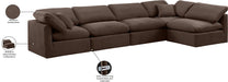 Meridian Furniture - Indulge 140" Brown Velvet Upholstered 5pc. Sectional - 147Brown-Sec5D - GreatFurnitureDeal