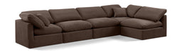 Meridian Furniture - Indulge 140" Brown Velvet Upholstered 5pc. Sectional - 147Brown-Sec5D - GreatFurnitureDeal
