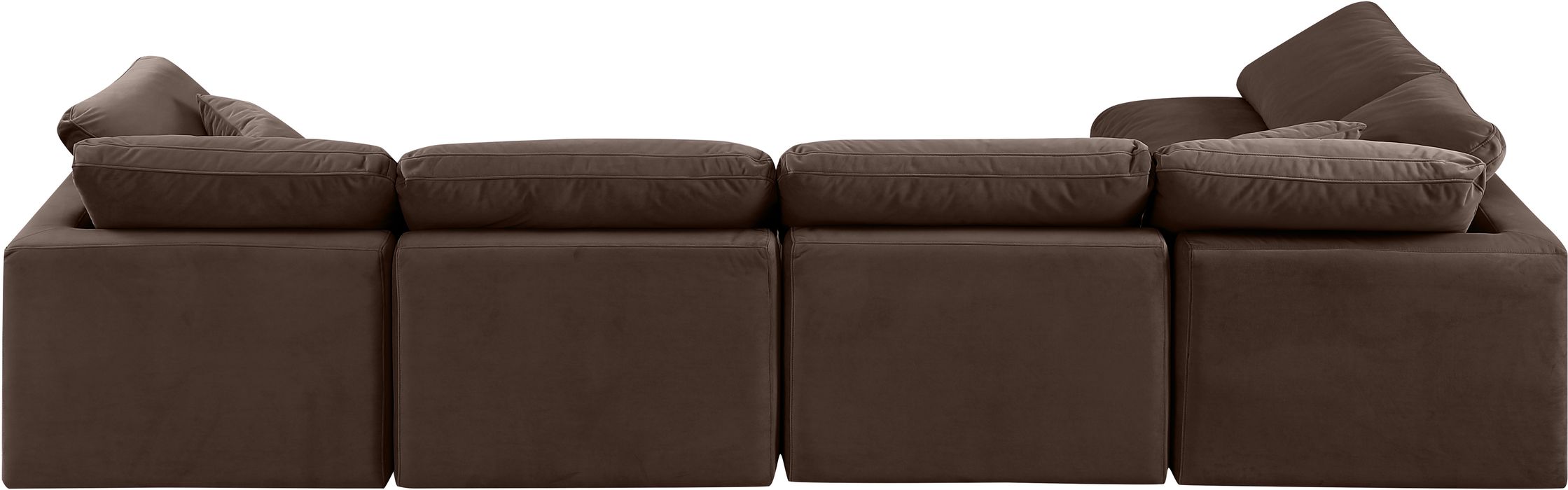 Meridian Furniture - Indulge 140" Brown Velvet Upholstered 5pc. Sectional - 147Brown-Sec5D - GreatFurnitureDeal