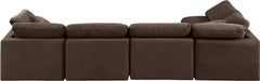 Meridian Furniture - Indulge 140" Brown Velvet Upholstered 5pc. Sectional - 147Brown-Sec5D - GreatFurnitureDeal