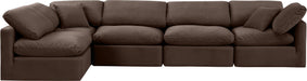 Meridian Furniture - Indulge 140" Brown Velvet Upholstered 5pc. Sectional - 147Brown-Sec5D - GreatFurnitureDeal