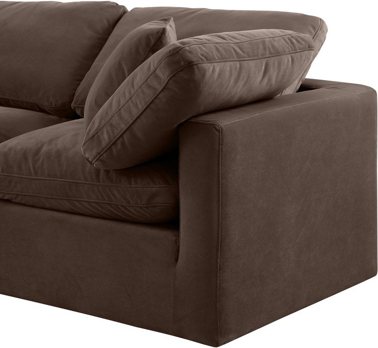 Meridian Furniture - Indulge 140" Brown Velvet Upholstered 5pc. Sectional - 147Brown-Sec5D - GreatFurnitureDeal