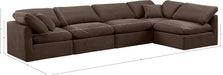 Meridian Furniture - Indulge 140" Brown Velvet Upholstered 5pc. Sectional - 147Brown-Sec5D - GreatFurnitureDeal