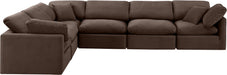 Meridian Furniture - Indulge 140" Brown Velvet Upholstered 6pc. Sectional - 147Brown-Sec6A - GreatFurnitureDeal