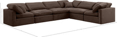 Meridian Furniture - Indulge 140" Brown Velvet Upholstered 6pc. Sectional - 147Brown-Sec6A - GreatFurnitureDeal