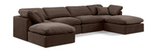 Meridian Furniture - Indulge 140" Brown Velvet Upholstered 6pc. Sectional - 147Brown-Sec6B - GreatFurnitureDeal