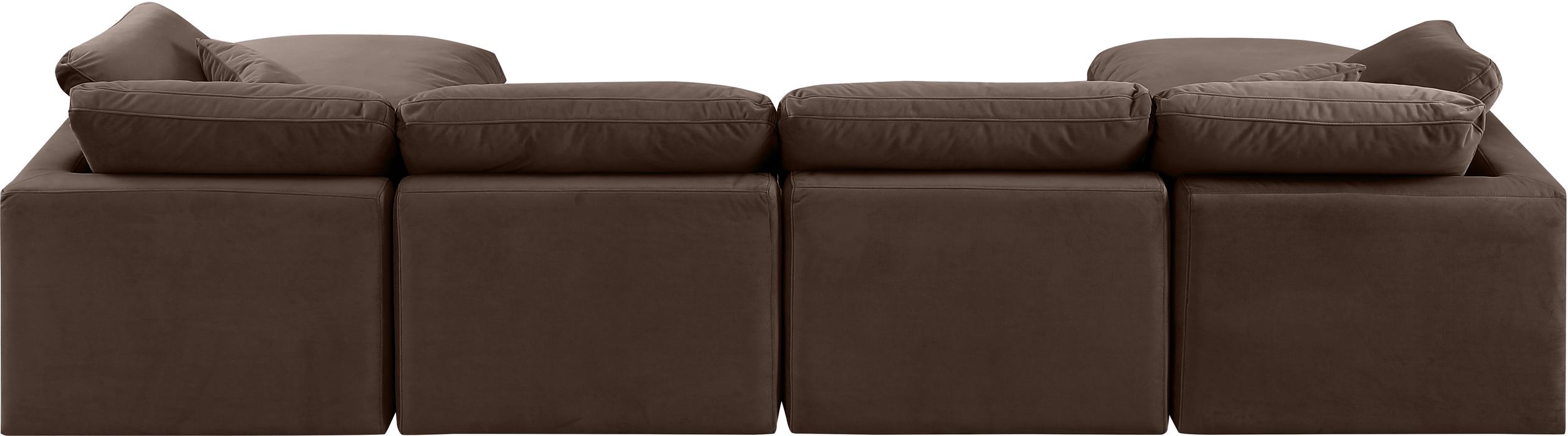 Meridian Furniture - Indulge 140" Brown Velvet Upholstered 6pc. Sectional - 147Brown-Sec6B - GreatFurnitureDeal