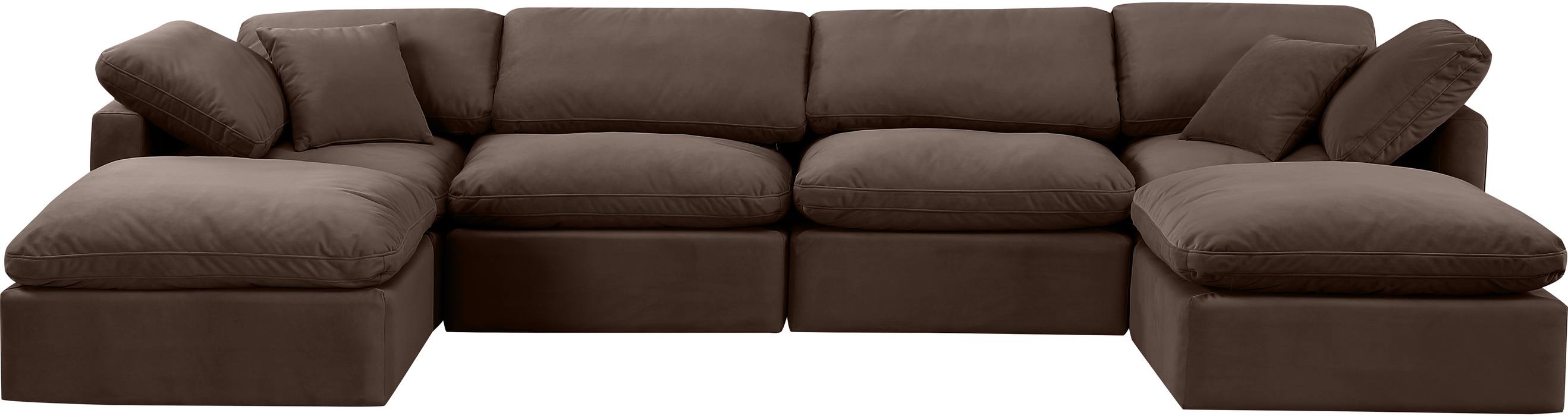 Meridian Furniture - Indulge 140" Brown Velvet Upholstered 6pc. Sectional - 147Brown-Sec6B - GreatFurnitureDeal