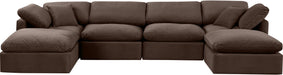 Meridian Furniture - Indulge 140" Brown Velvet Upholstered 6pc. Sectional - 147Brown-Sec6B - GreatFurnitureDeal