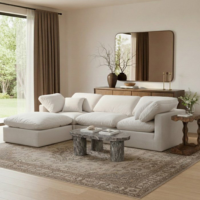 Meridian Furniture - Indulge 105" Cream Velvet Upholstered 4pc. Sectional - 147Cream-Sec4A - GreatFurnitureDeal
