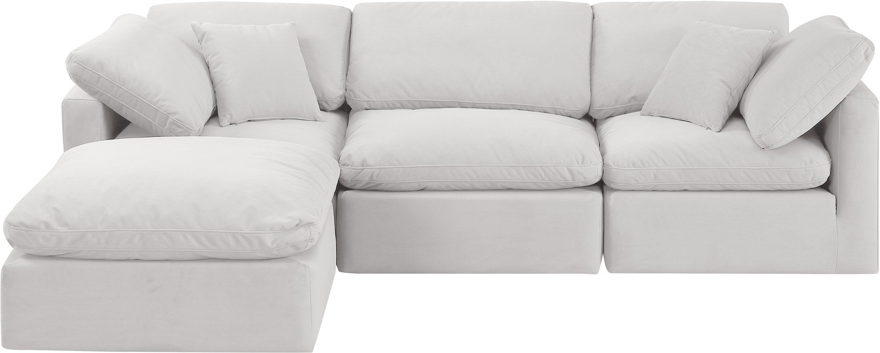 Meridian Furniture - Indulge 105" Cream Velvet Upholstered 4pc. Sectional - 147Cream-Sec4A - GreatFurnitureDeal