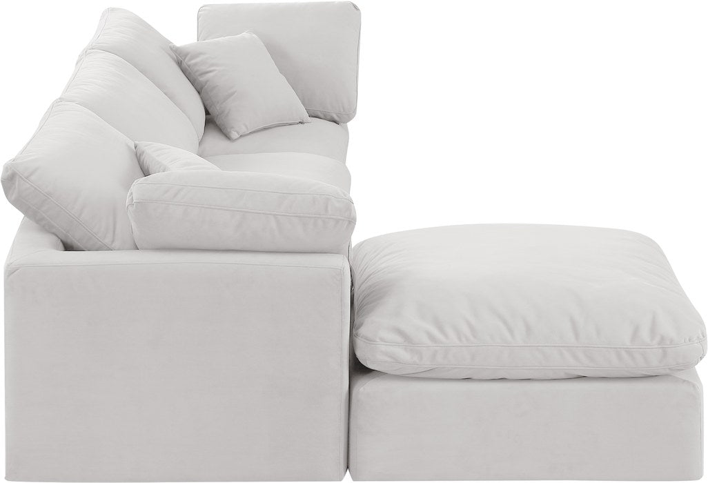Meridian Furniture - Indulge 105" Cream Velvet Upholstered 4pc. Sectional - 147Cream-Sec4A - GreatFurnitureDeal