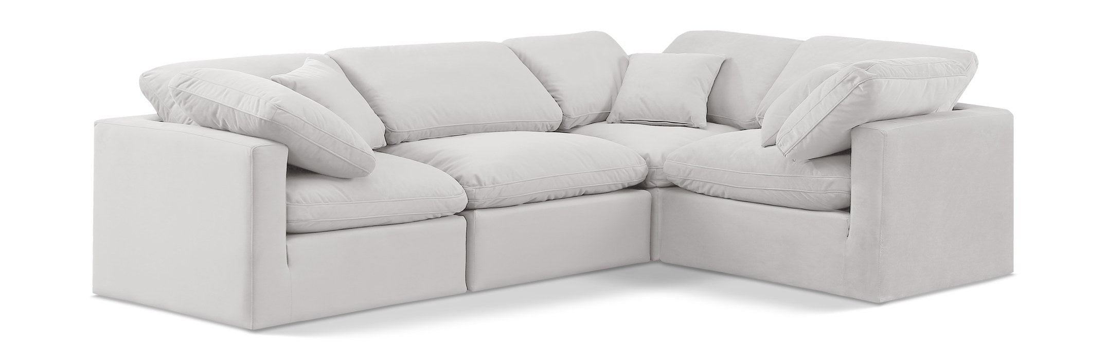 Meridian Furniture - Indulge 105" Cream Velvet Upholstered 4pc. Sectional - 147Cream-Sec4C - GreatFurnitureDeal