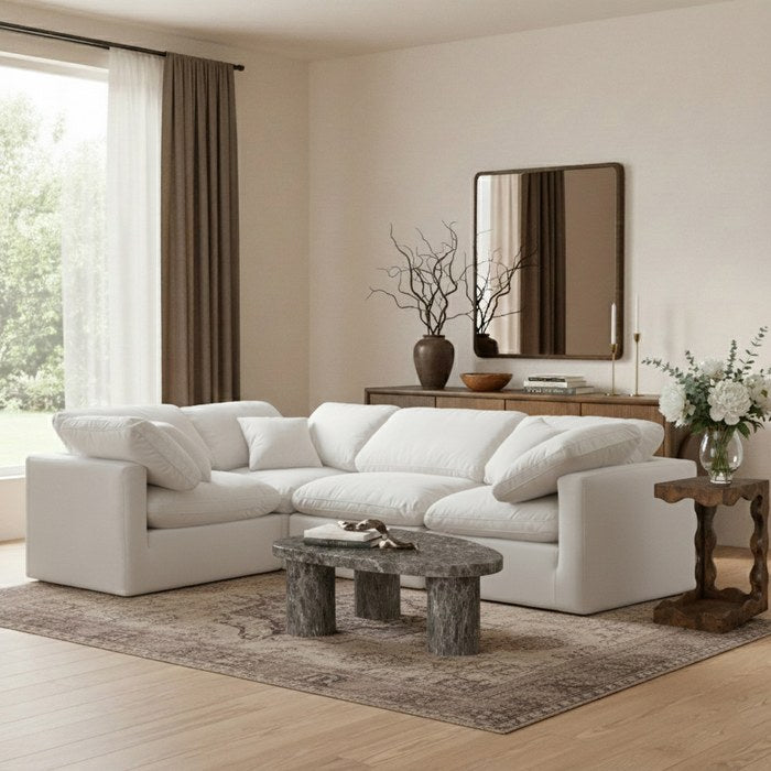 Meridian Furniture - Indulge 105" Cream Velvet Upholstered 4pc. Sectional - 147Cream-Sec4C - GreatFurnitureDeal