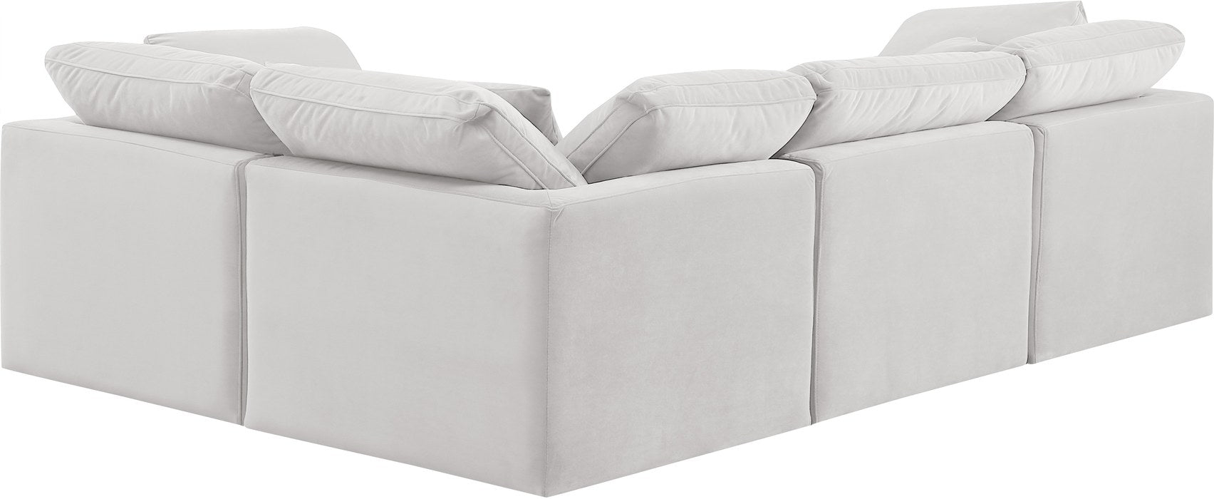 Meridian Furniture - Indulge 105" Cream Velvet Upholstered 4pc. Sectional - 147Cream-Sec4C - GreatFurnitureDeal