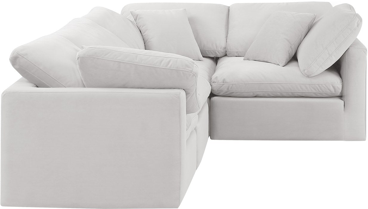 Meridian Furniture - Indulge 105" Cream Velvet Upholstered 4pc. Sectional - 147Cream-Sec4C - GreatFurnitureDeal