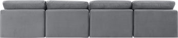 Meridian Furniture - Indulge 140" Grey Velvet Upholstered 4pc. Armless Sofa - 147Grey-S4 - GreatFurnitureDeal