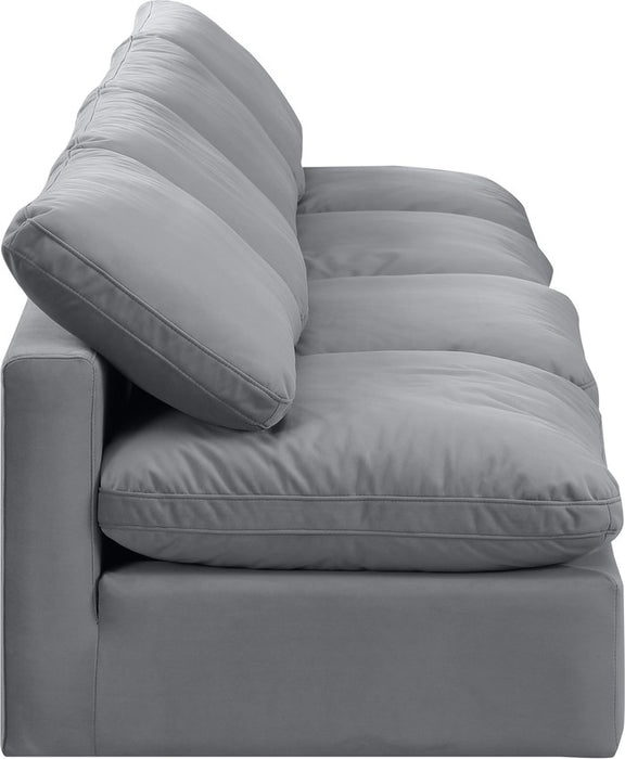 Meridian Furniture - Indulge 140" Grey Velvet Upholstered 4pc. Armless Sofa - 147Grey-S4 - GreatFurnitureDeal