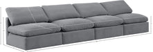 Meridian Furniture - Indulge 140" Grey Velvet Upholstered 4pc. Armless Sofa - 147Grey-S4 - GreatFurnitureDeal