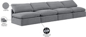 Meridian Furniture - Indulge 140" Grey Velvet Upholstered 4pc. Armless Sofa - 147Grey-S4 - GreatFurnitureDeal