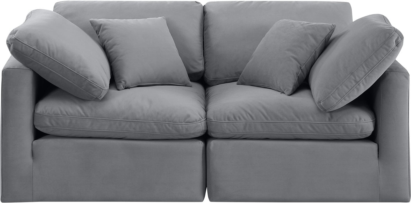 Meridian Furniture - Indulge 70" Grey Velvet Upholstered 2pc. Loveseat - 147Grey-S70 - GreatFurnitureDeal