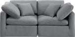 Meridian Furniture - Indulge 70" Grey Velvet Upholstered 2pc. Loveseat - 147Grey-S70 - GreatFurnitureDeal