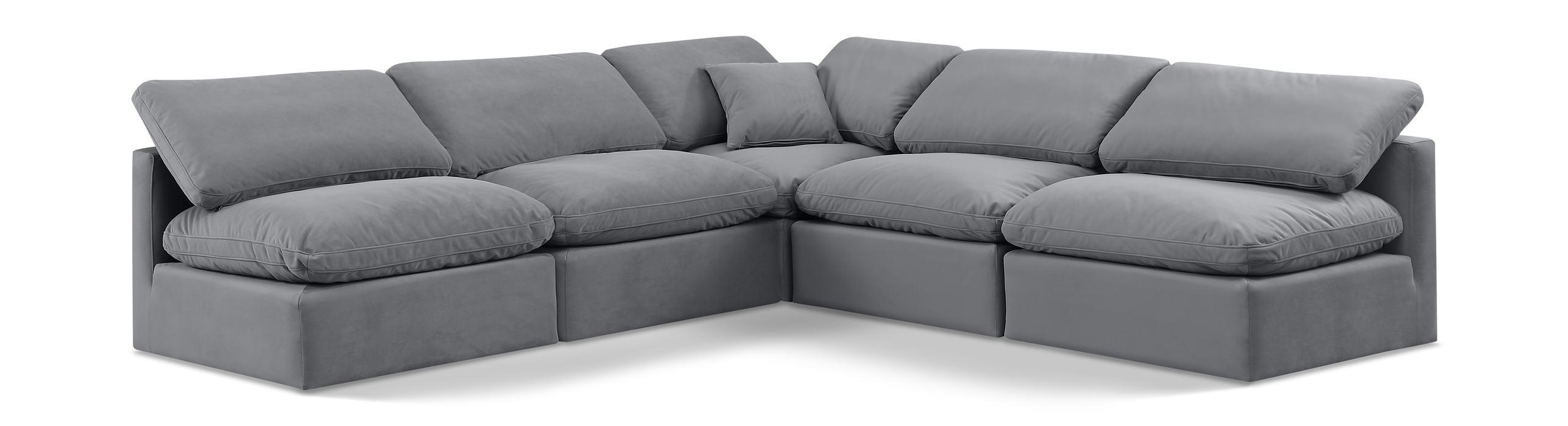 Meridian Furniture - Indulge 105" Grey Velvet Upholstered 5pc. Sectional - 147Grey-Sec5B - GreatFurnitureDeal
