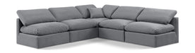 Meridian Furniture - Indulge 105" Grey Velvet Upholstered 5pc. Sectional - 147Grey-Sec5B - GreatFurnitureDeal