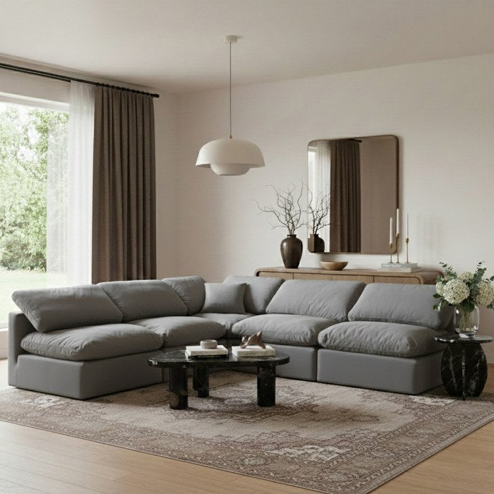 Meridian Furniture - Indulge 105" Grey Velvet Upholstered 5pc. Sectional - 147Grey-Sec5B - GreatFurnitureDeal
