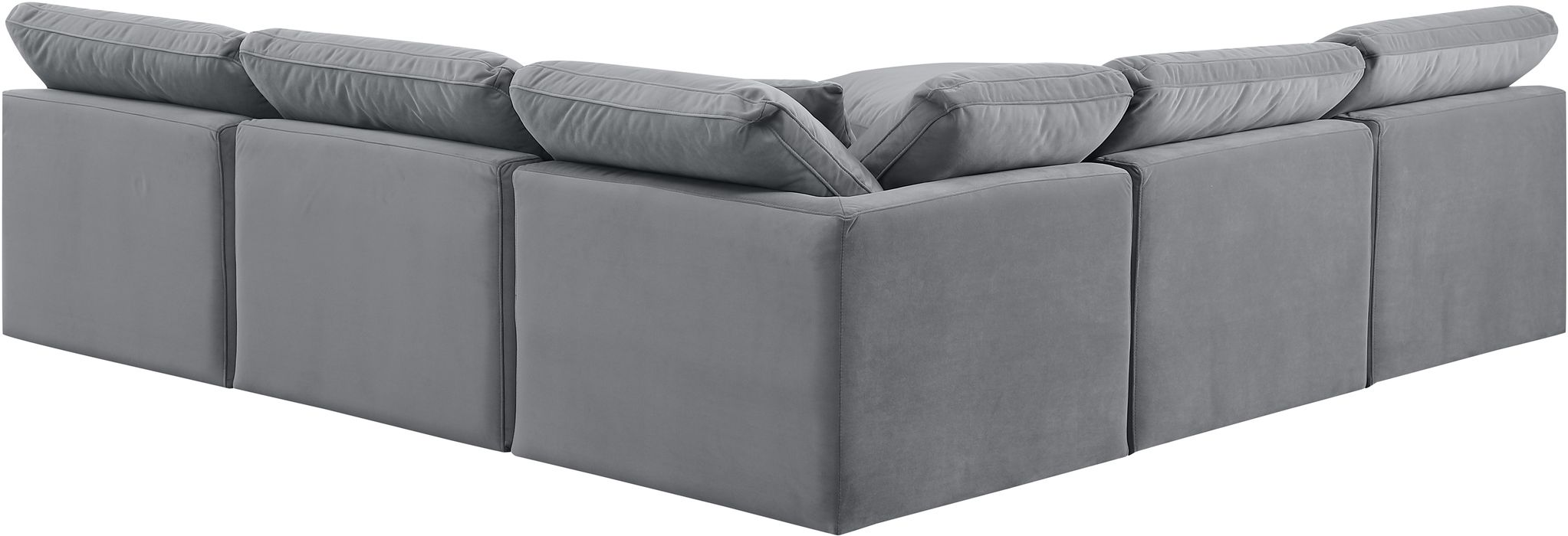 Meridian Furniture - Indulge 105" Grey Velvet Upholstered 5pc. Sectional - 147Grey-Sec5B - GreatFurnitureDeal