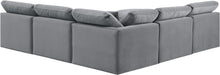 Meridian Furniture - Indulge 105" Grey Velvet Upholstered 5pc. Sectional - 147Grey-Sec5B - GreatFurnitureDeal