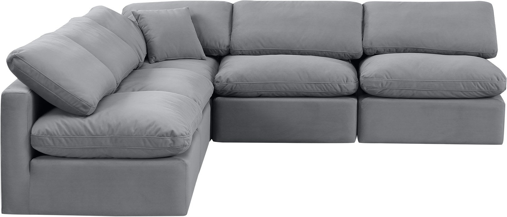 Meridian Furniture - Indulge 105" Grey Velvet Upholstered 5pc. Sectional - 147Grey-Sec5B - GreatFurnitureDeal