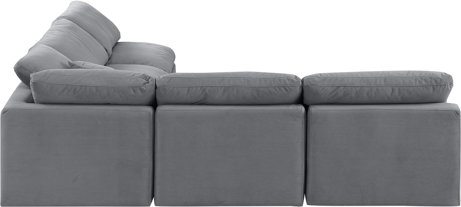 Meridian Furniture - Indulge 105" Grey Velvet Upholstered 5pc. Sectional - 147Grey-Sec5B - GreatFurnitureDeal