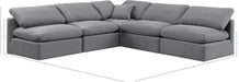 Meridian Furniture - Indulge 105" Grey Velvet Upholstered 5pc. Sectional - 147Grey-Sec5B - GreatFurnitureDeal