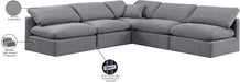 Meridian Furniture - Indulge 105" Grey Velvet Upholstered 5pc. Sectional - 147Grey-Sec5B - GreatFurnitureDeal