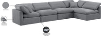 Meridian Furniture - Indulge 140" Grey Velvet Upholstered 5pc. Sectional - 147Grey-Sec5D - GreatFurnitureDeal