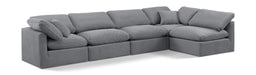 Meridian Furniture - Indulge 140" Grey Velvet Upholstered 5pc. Sectional - 147Grey-Sec5D - GreatFurnitureDeal