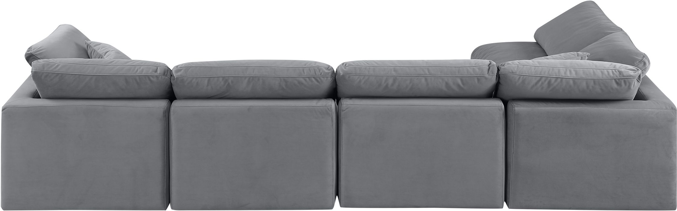Meridian Furniture - Indulge 140" Grey Velvet Upholstered 5pc. Sectional - 147Grey-Sec5D - GreatFurnitureDeal