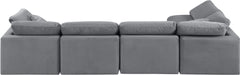 Meridian Furniture - Indulge 140" Grey Velvet Upholstered 5pc. Sectional - 147Grey-Sec5D - GreatFurnitureDeal