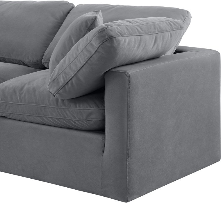 Meridian Furniture - Indulge 140" Grey Velvet Upholstered 5pc. Sectional - 147Grey-Sec5D - GreatFurnitureDeal