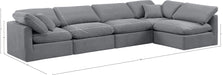Meridian Furniture - Indulge 140" Grey Velvet Upholstered 5pc. Sectional - 147Grey-Sec5D - GreatFurnitureDeal