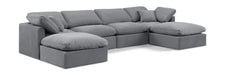 Meridian Furniture - Indulge 140" Grey Velvet Upholstered 6pc. Sectional - 147Grey-Sec6B - GreatFurnitureDeal