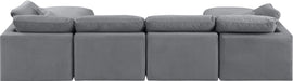 Meridian Furniture - Indulge 140" Grey Velvet Upholstered 6pc. Sectional - 147Grey-Sec6B - GreatFurnitureDeal