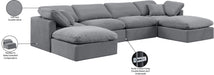 Meridian Furniture - Indulge 140" Grey Velvet Upholstered 6pc. Sectional - 147Grey-Sec6B - GreatFurnitureDeal