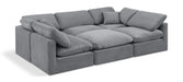 Meridian Furniture - Indulge 105" Grey Velvet Upholstered 6pc. Sectional - 147Grey-Sec6C - GreatFurnitureDeal