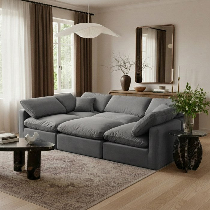Meridian Furniture - Indulge 105" Grey Velvet Upholstered 6pc. Sectional - 147Grey-Sec6C - GreatFurnitureDeal