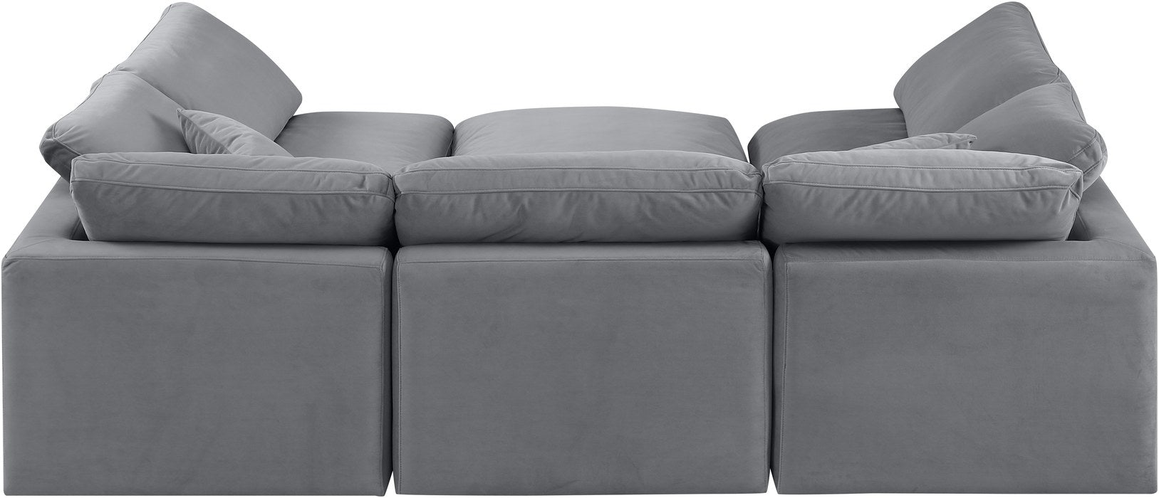 Meridian Furniture - Indulge 105" Grey Velvet Upholstered 6pc. Sectional - 147Grey-Sec6C - GreatFurnitureDeal