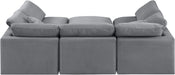 Meridian Furniture - Indulge 105" Grey Velvet Upholstered 6pc. Sectional - 147Grey-Sec6C - GreatFurnitureDeal