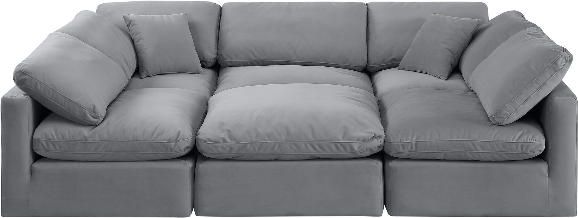Meridian Furniture - Indulge 105" Grey Velvet Upholstered 6pc. Sectional - 147Grey-Sec6C - GreatFurnitureDeal